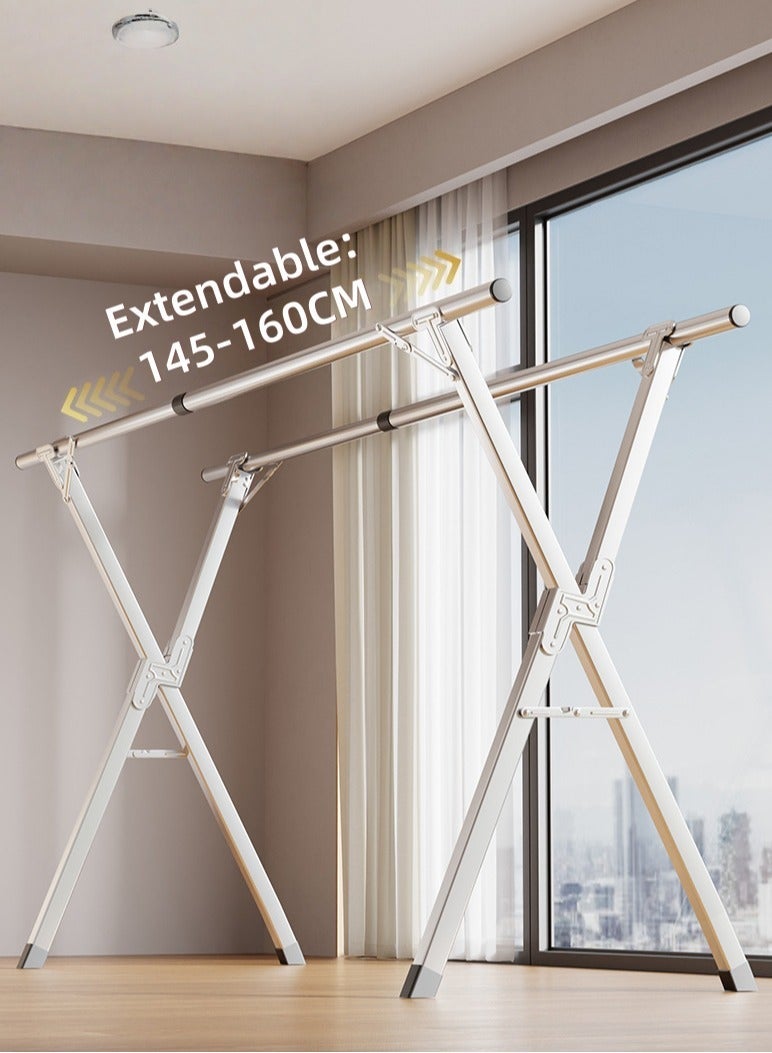 منشر ملابس قابل للطي – منشر غسيل ملابس أرضي ستانلس ستيل بارتفاع قابل للتعديل مع أذرع دوارة لتجفيف الملابس داخل المنزل وخارجه - Image 2